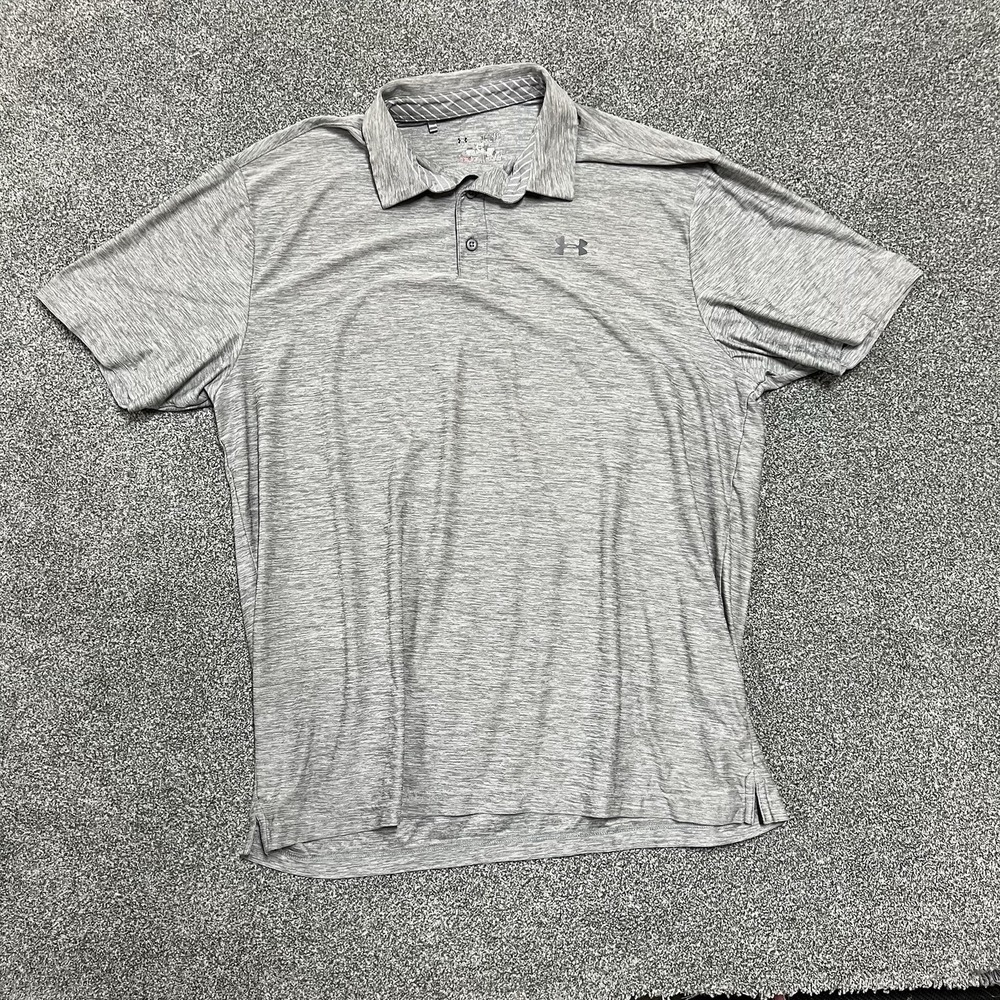 Under Armour HeatGear Mens XLT Gray Polo Shirt Loose Performance Golf